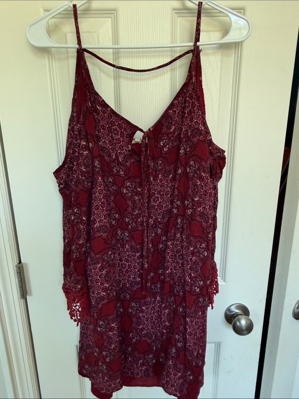 Charlotte Russe Burgundy Patterned Sleeveless Blouse